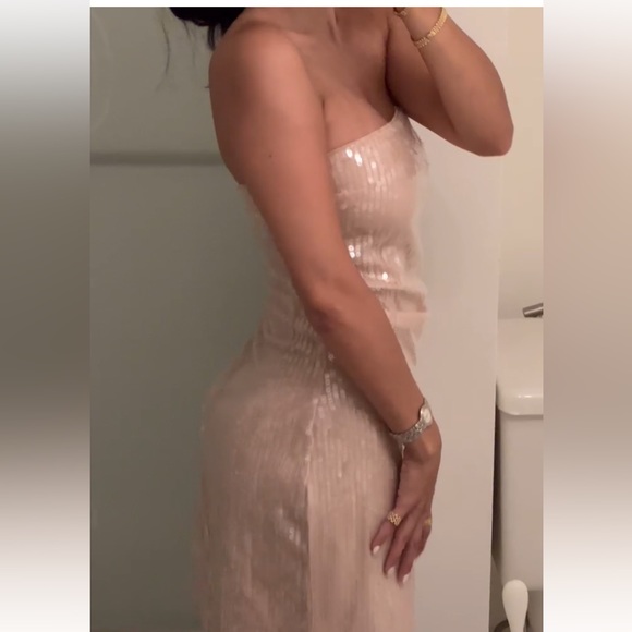 ZARA PINK STRAPLESS SEQUIN DRESS - Picture 10 of 15